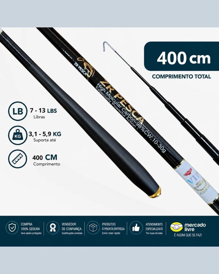 Vara de Pesca 100% Carbono VIP 4 MT - foto 2