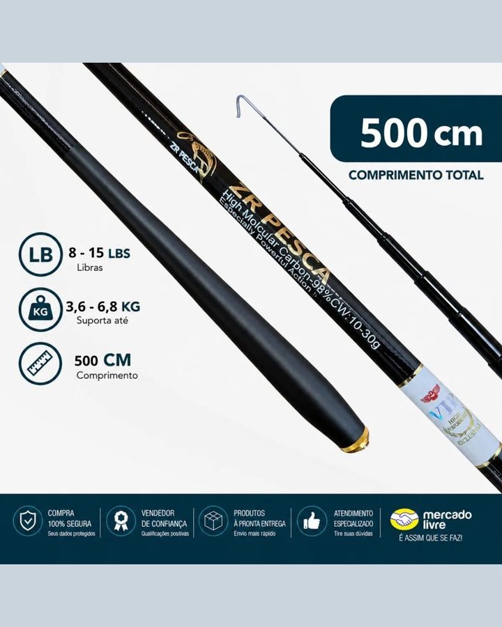 Vara de Pesca 100% Carbono VIP 5 MT - foto 3